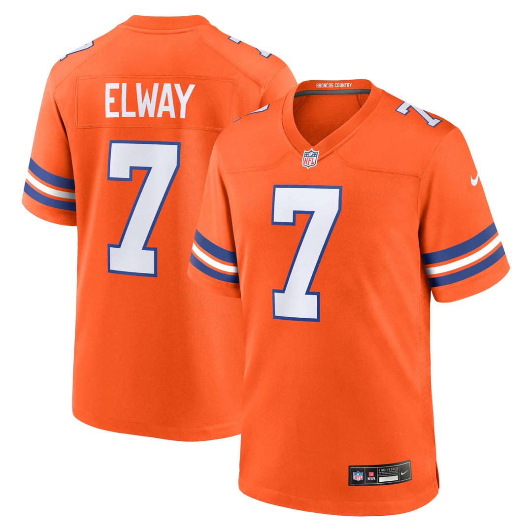 Denver Broncos John Elway Nike Mile High Collection 1977 Throwback Retired Player Game Jersey - Orange