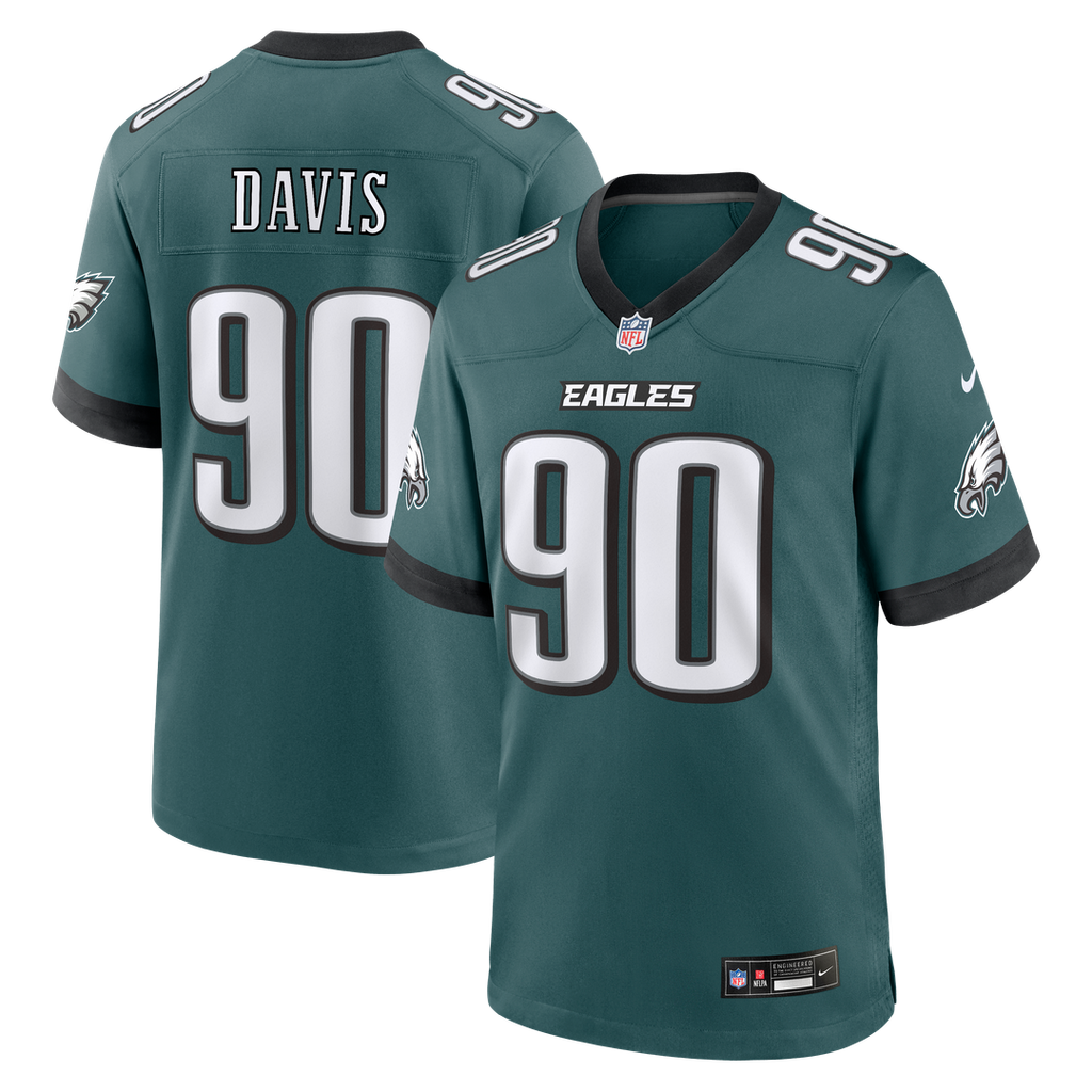 Philadelphia Eagles Jordan Davis Nike Team Game Jersey - Midnight Green
