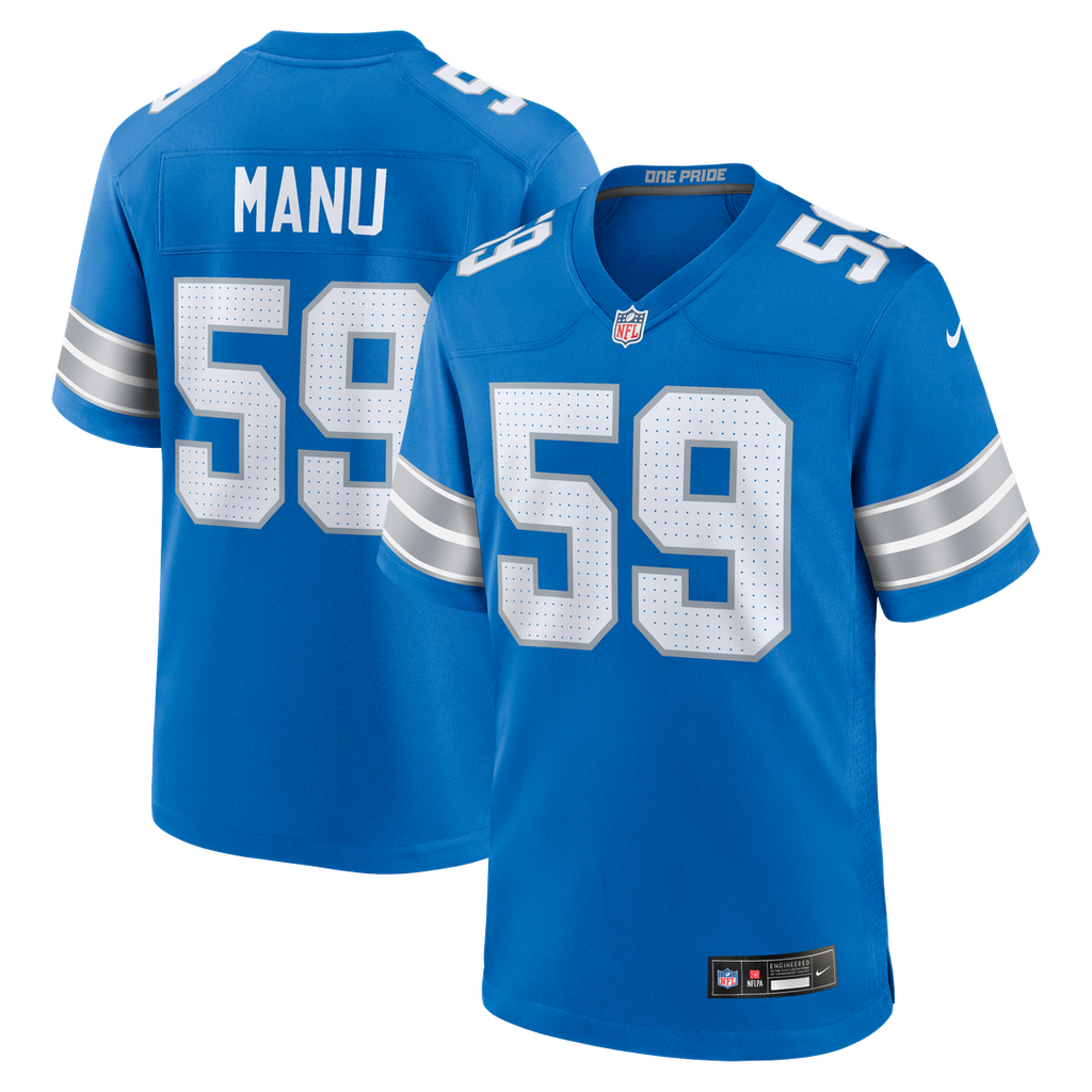 Detroit Lions Giovanni Manu Nike Team Game Jersey - Blue