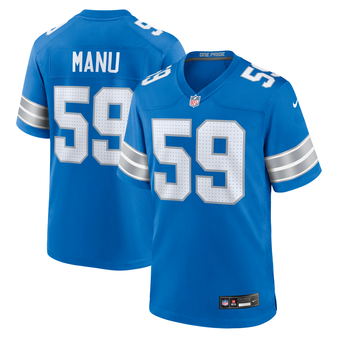 Detroit Lions Giovanni Manu Nike Team Game Jersey - Blue