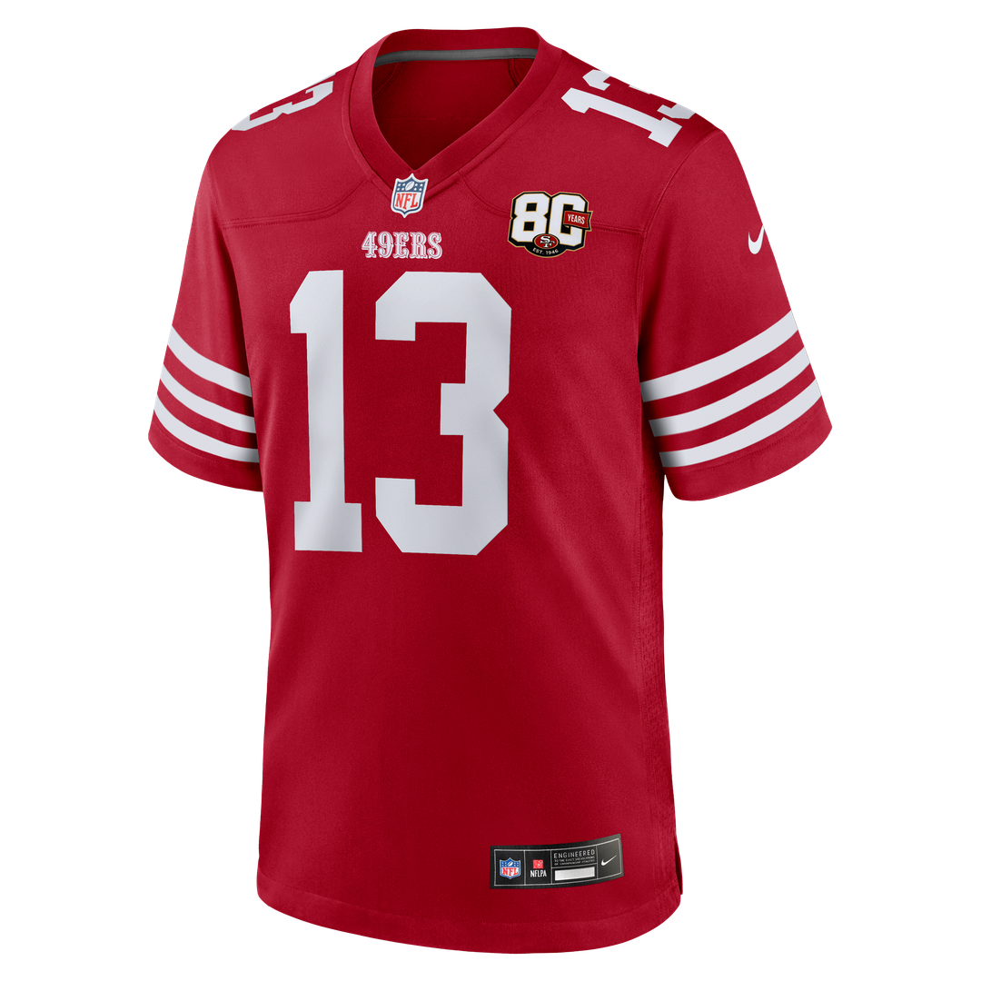 San Francisco 49ers Brock Purdy Nike 80th Anniversary Game Jersey - Scarlet