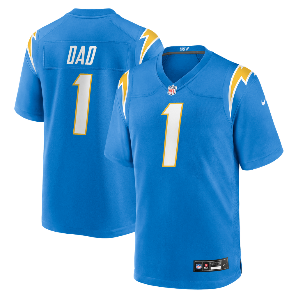 Los Angeles Chargers Number 1 Dad Nike Game Jersey - Powder Blue