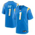 Los Angeles Chargers Number 1 Dad Nike Game Jersey - Powder Blue