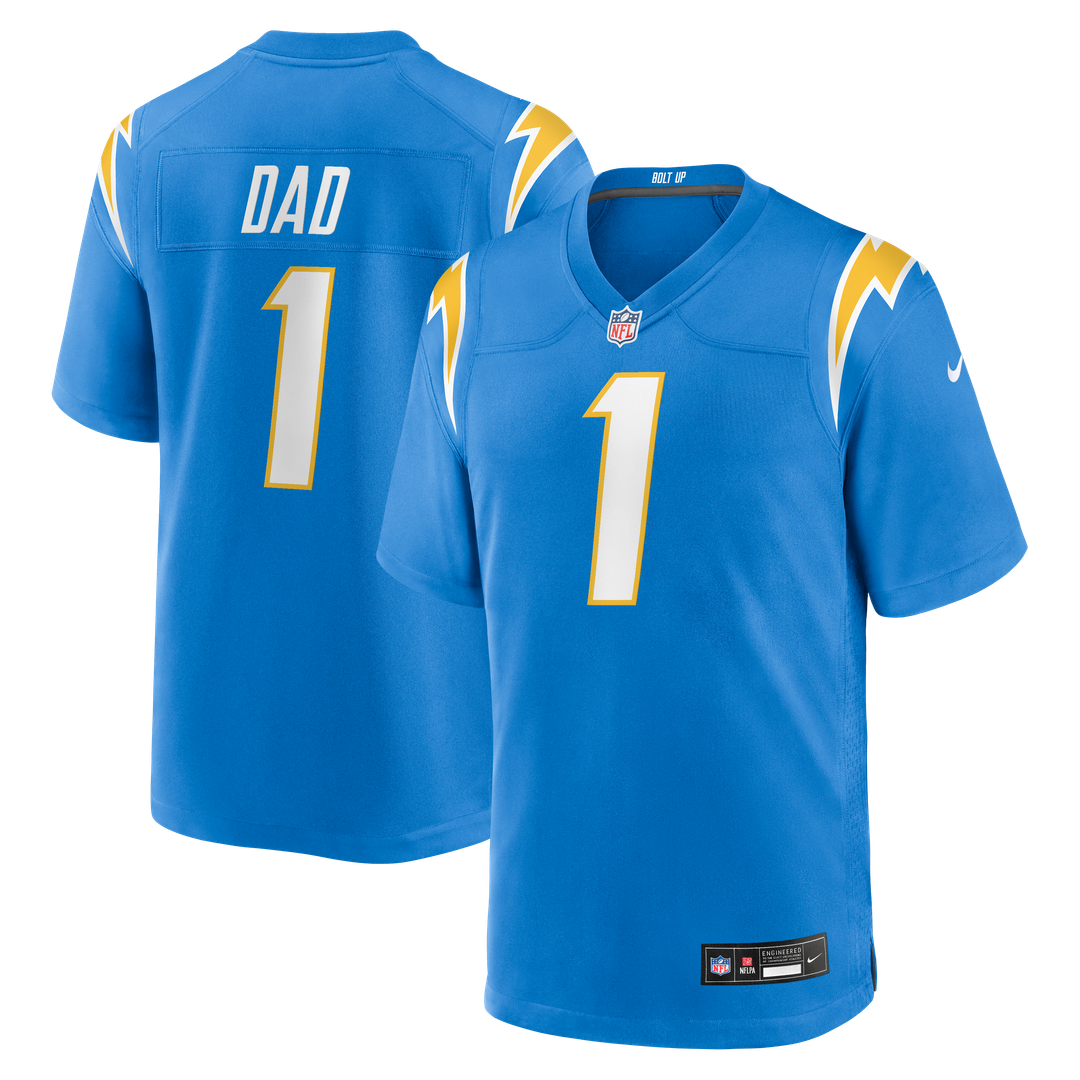 Los Angeles Chargers Number 1 Dad Nike Game Jersey - Powder Blue