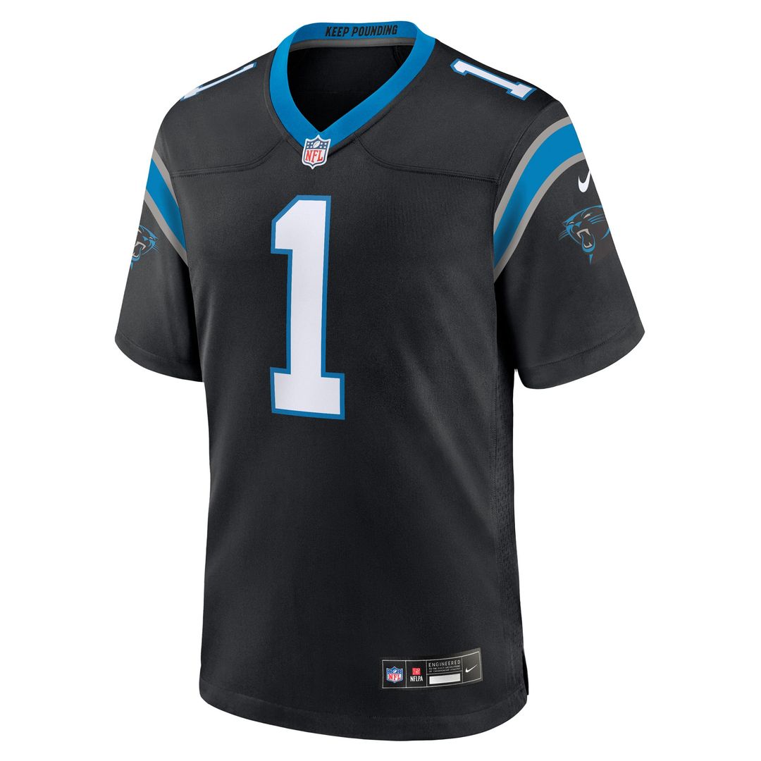 Carolina Panthers Number 1 Groom Nike Game Jersey - Black