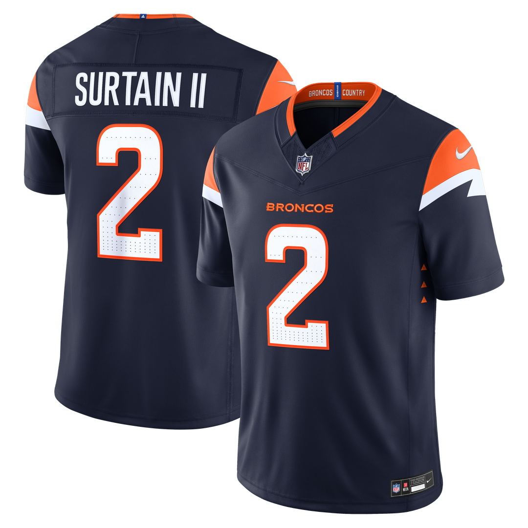 Denver Broncos Pat Surtain II Nike Alternate Vapor F.U.S.E. Stitched Limited Jersey - Navy