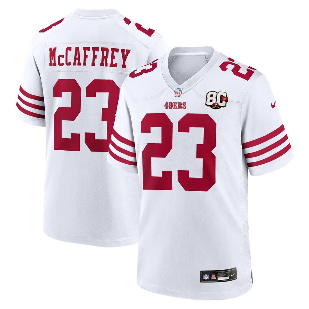 San Francisco 49ers Christian McCaffrey Nike 80th Anniversary Game Jersey - White