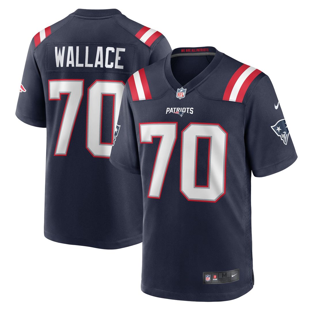 New England Patriots Caedan Wallace Nike Game Jersey - Navy