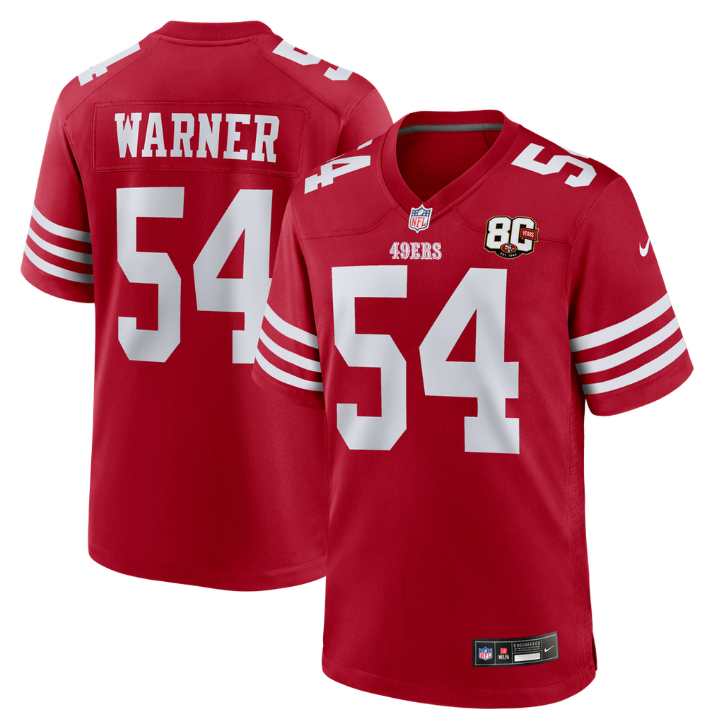 San Francisco 49ers Fred Warner Nike 80th Anniversary Game Jersey - White