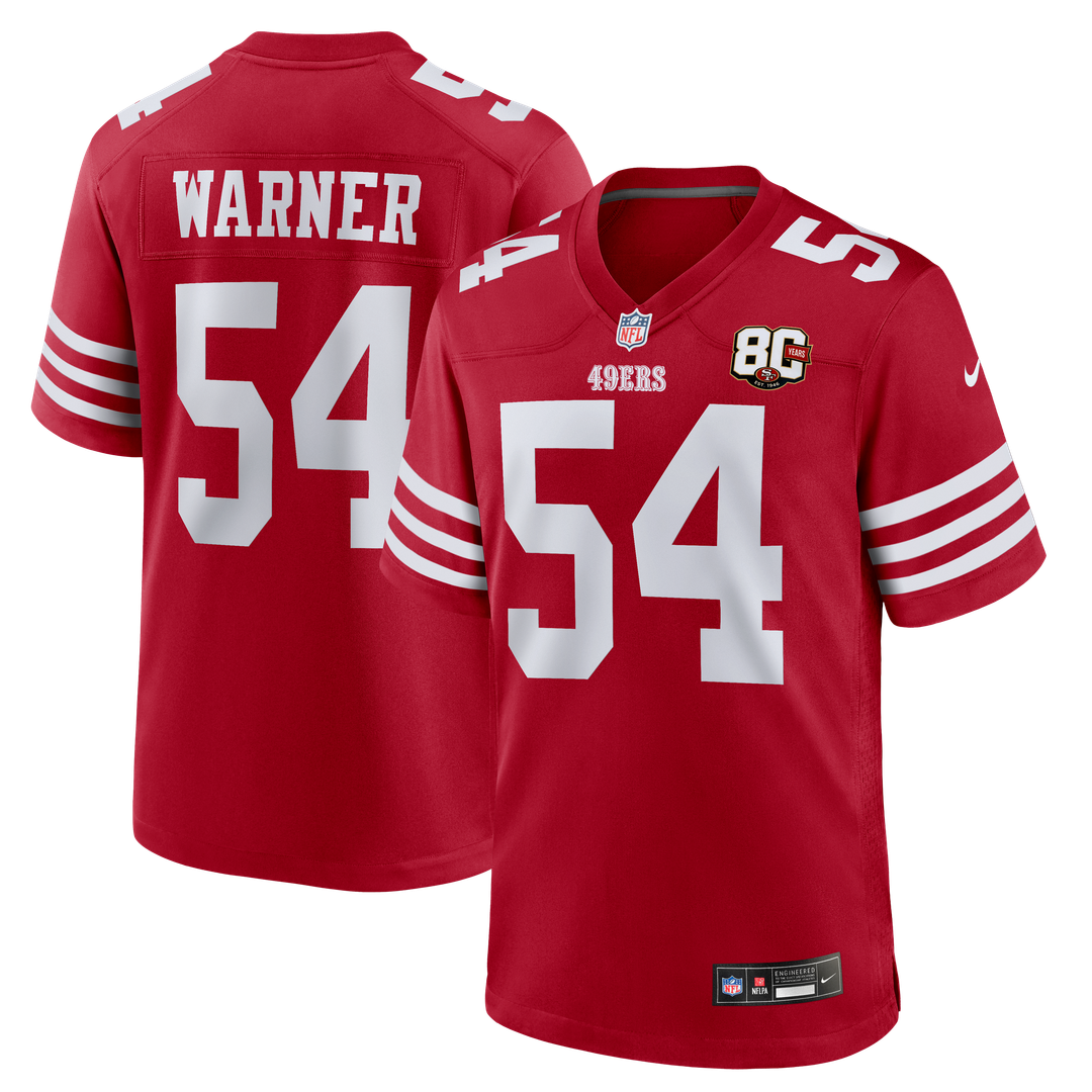 San Francisco 49ers Fred Warner Nike 80th Anniversary Game Jersey - White