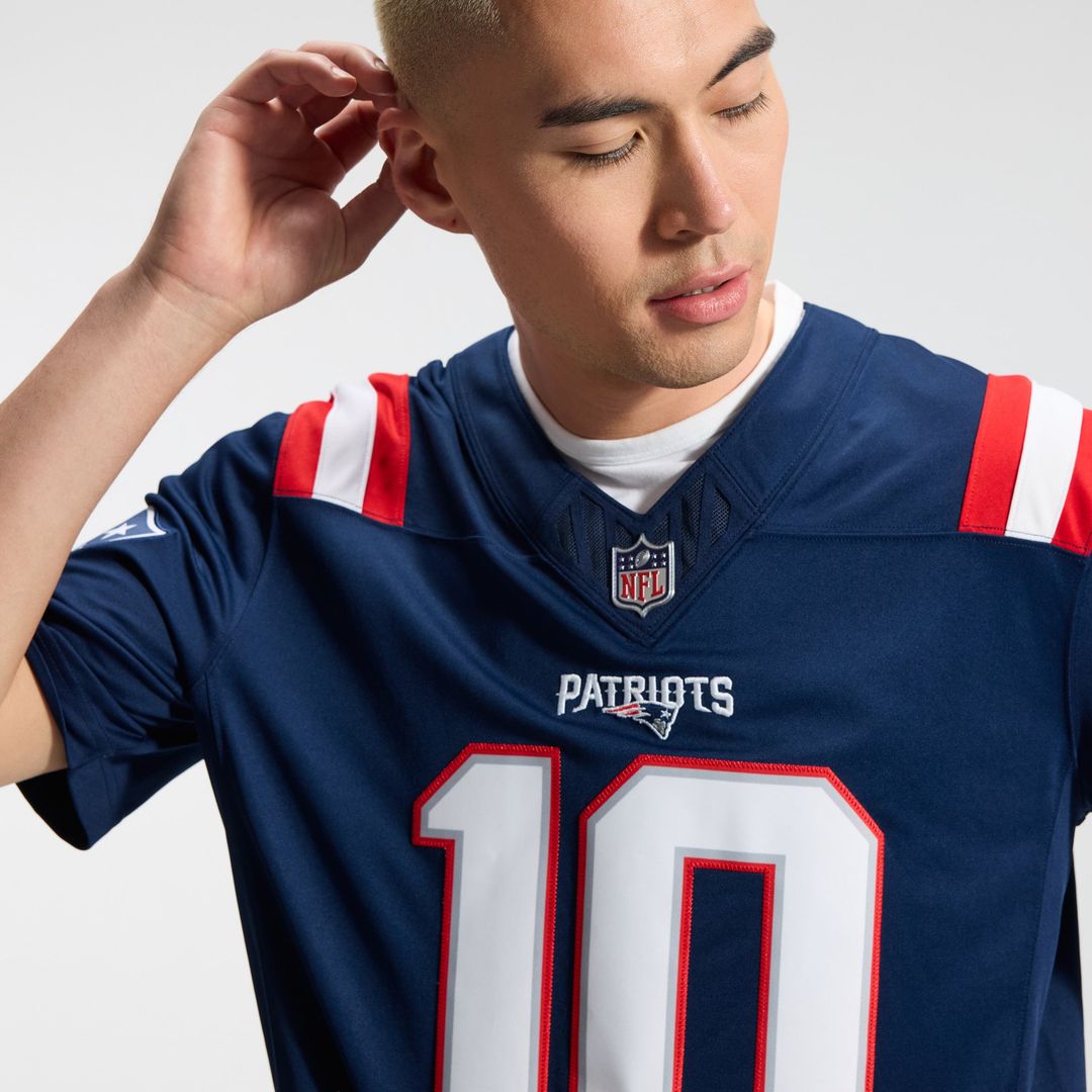 New England Patriots Drake Maye Nike Team Vapor F.U.S.E. Stitched Limited Jersey - Navy