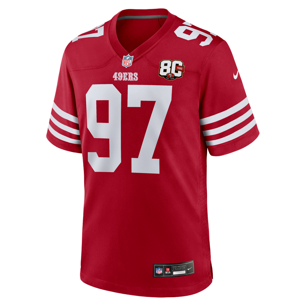 San Francisco 49ers Nick Bosa Nike 80th Anniversary Game Jersey - White