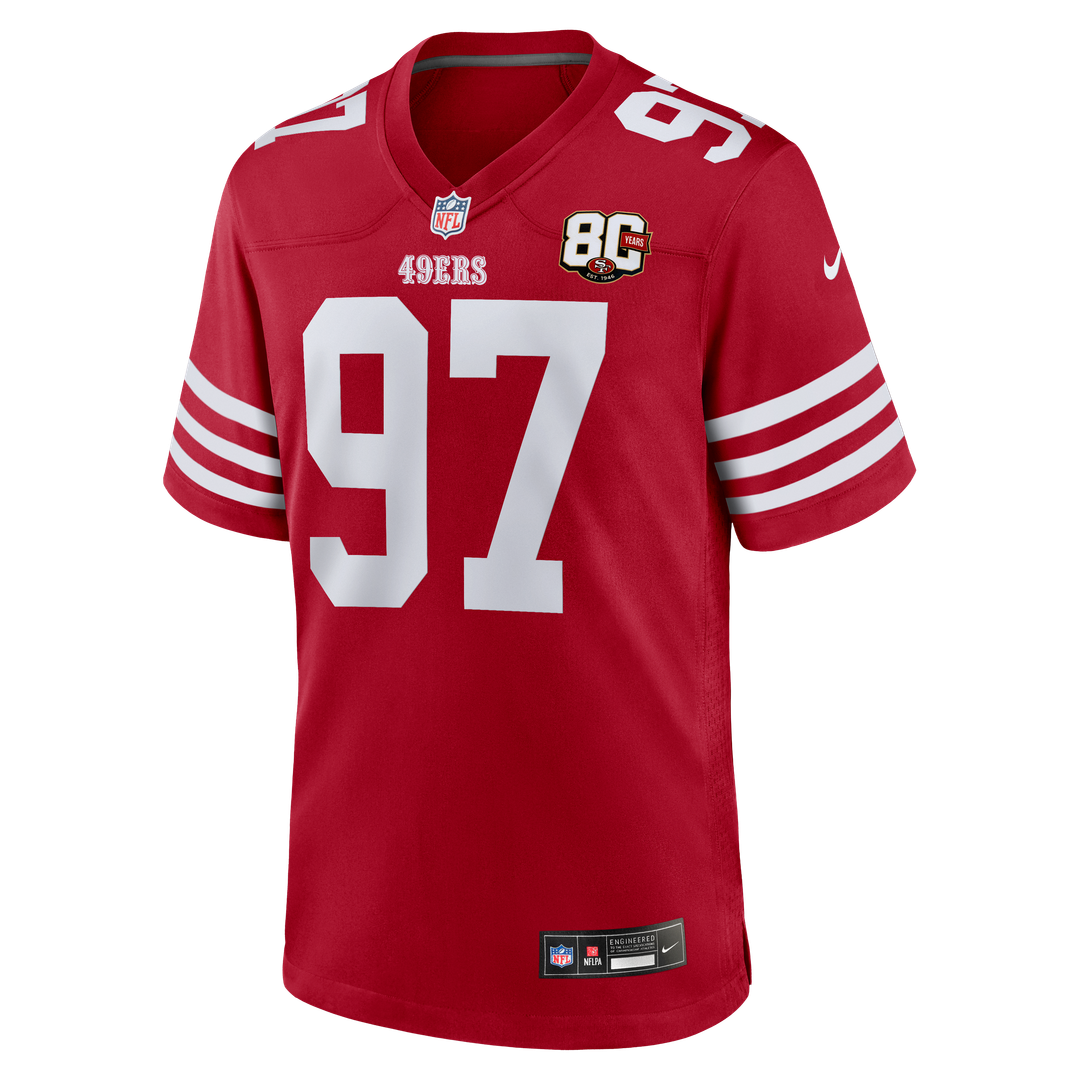 San Francisco 49ers Nick Bosa Nike 80th Anniversary Game Jersey - White