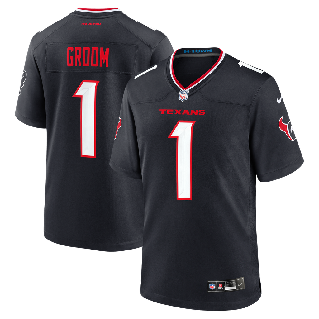 Houston Texans Number 1 Groom Nike Game Jersey - Navy