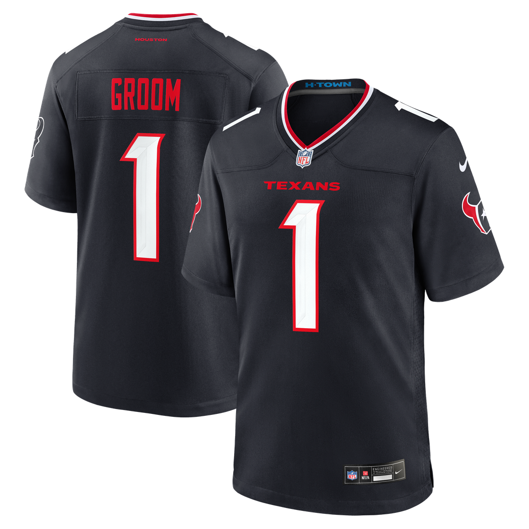 Houston Texans Number 1 Groom Nike Game Jersey - Navy
