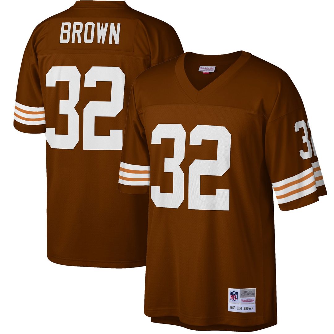 Cleveland Browns Jim Brown Mitchell & Ness Big & Tall 1963 Retired Player Replica Jersey - Brown