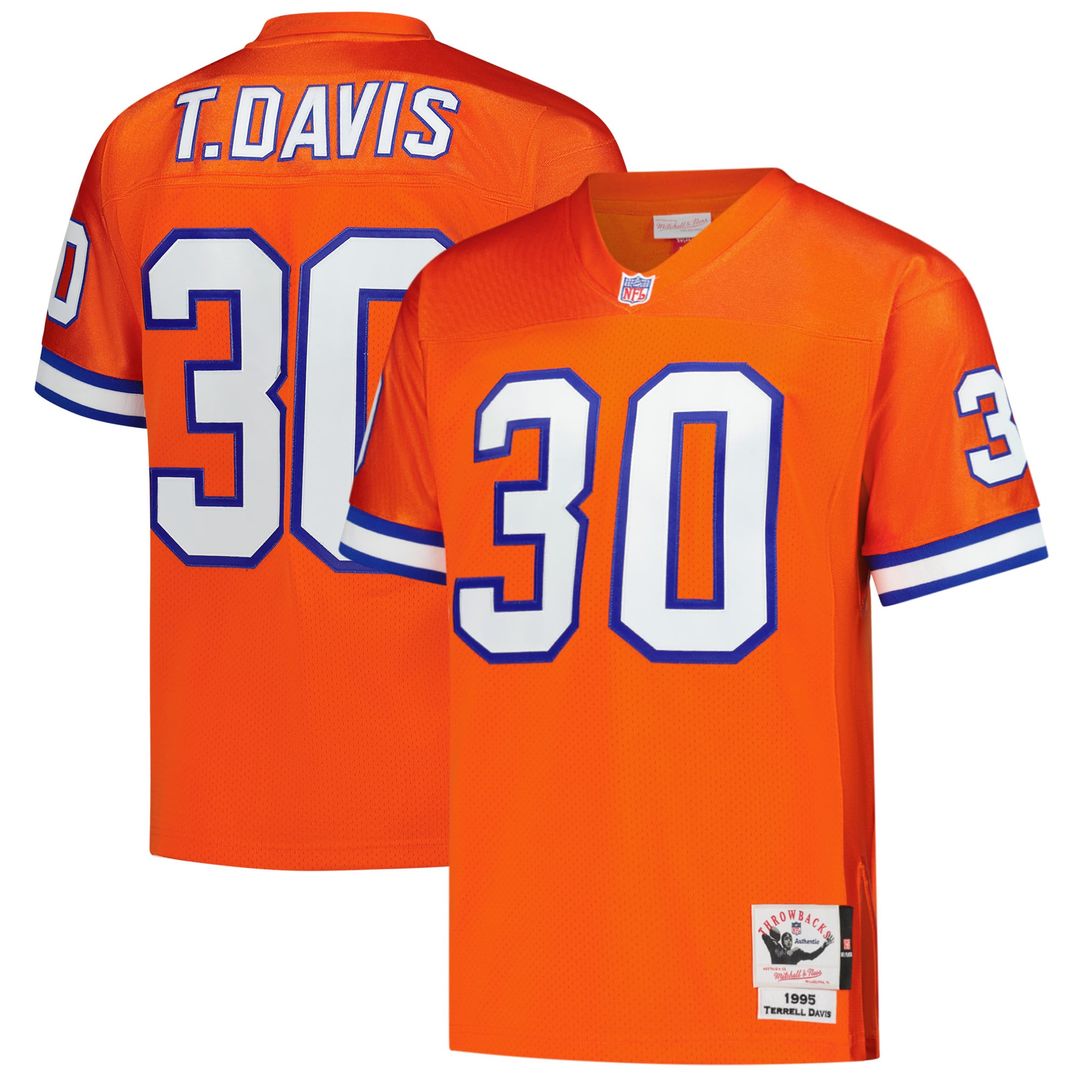 Denver Broncos Terrell Davis Mitchell & Ness 1995 Authentic Throwback Retired Player Jersey - Orange