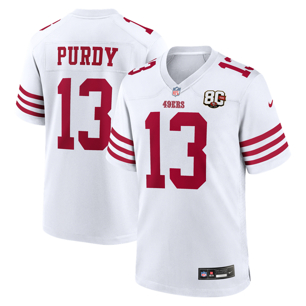 San Francisco 49ers Brock Purdy Nike 80th Anniversary Game Jersey - White