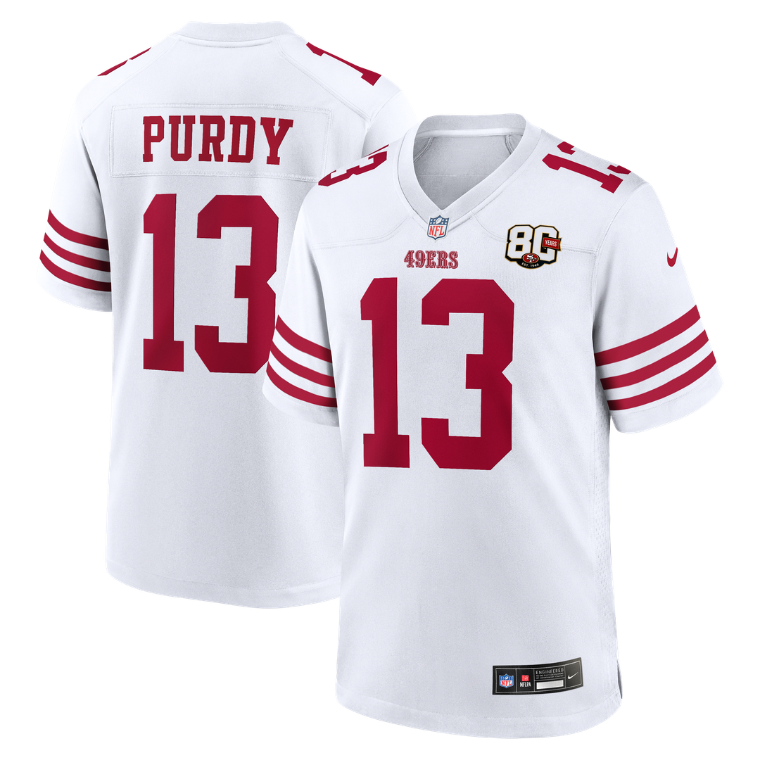 San Francisco 49ers Brock Purdy Nike 80th Anniversary Game Jersey - White