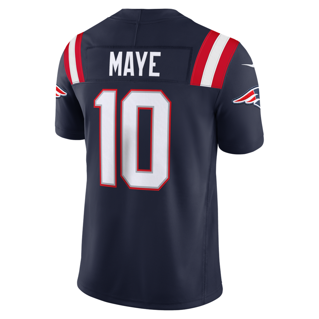 New England Patriots Drake Maye Nike Team Vapor F.U.S.E. Stitched Limited Jersey - Navy