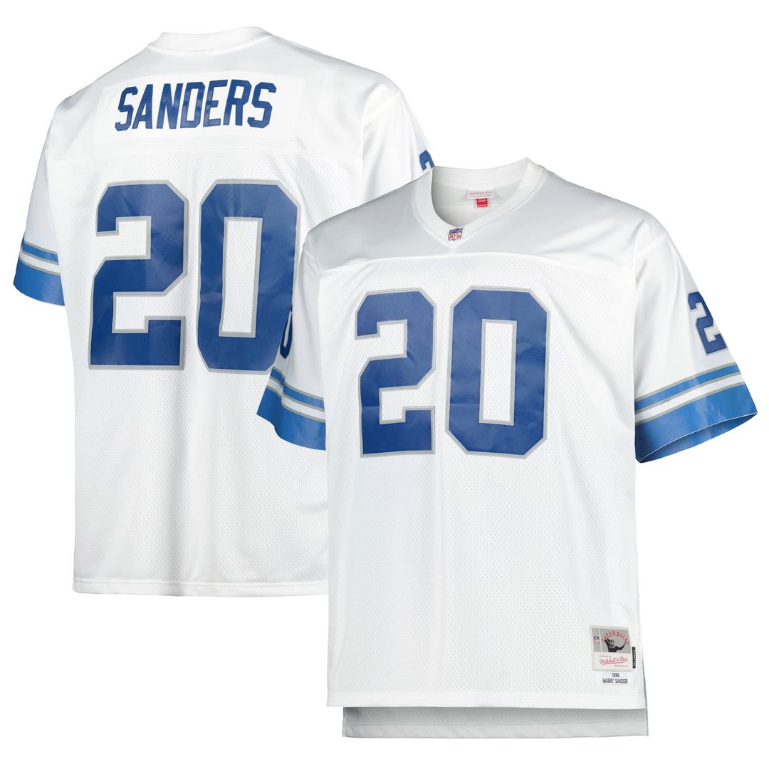Detroit Lions Barry Sanders Mitchell & Ness Big & Tall 1996 Retired Player Replica Jersey - White