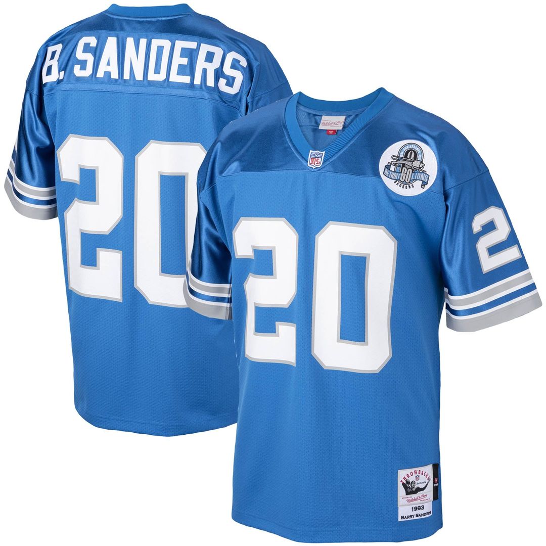 Detroit Lions 1993 Barry Sanders Mitchell & Ness Authentic Throwback Retired Player Jersey - Blue