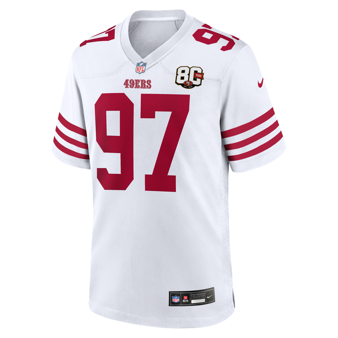 San Francisco 49ers Nick Bosa Nike 80th Anniversary Game Jersey - Scarlet