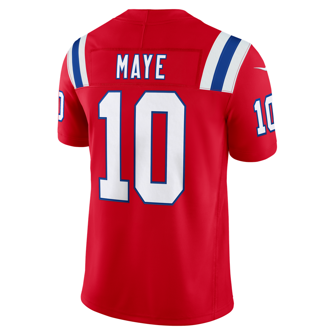 New England Patriots Drake Maye Nike Alternate Vapor F.U.S.E. Stitched Limited Jersey - Red