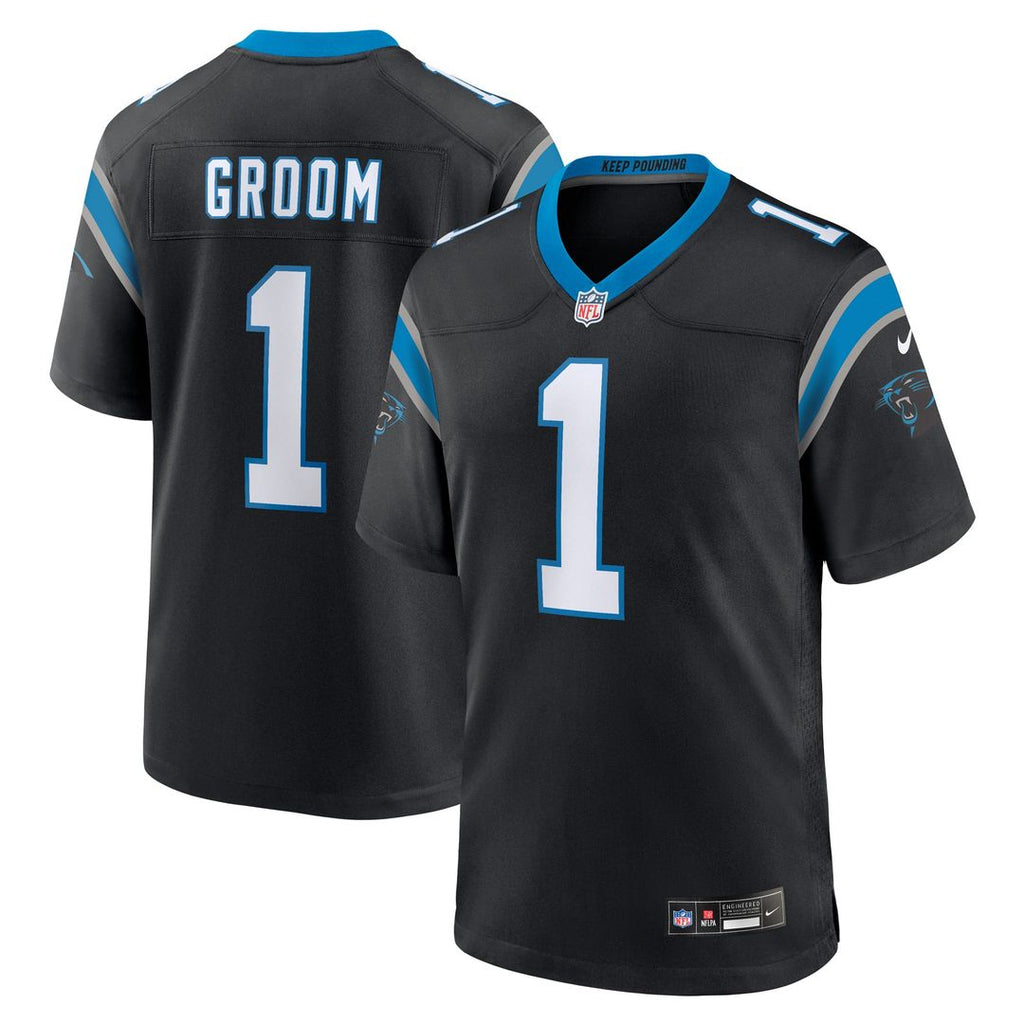 Carolina Panthers Number 1 Groom Nike Game Jersey - Black