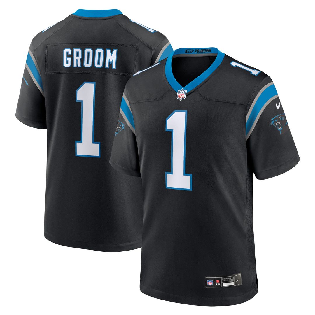 Carolina Panthers Number 1 Groom Nike Game Jersey - Black