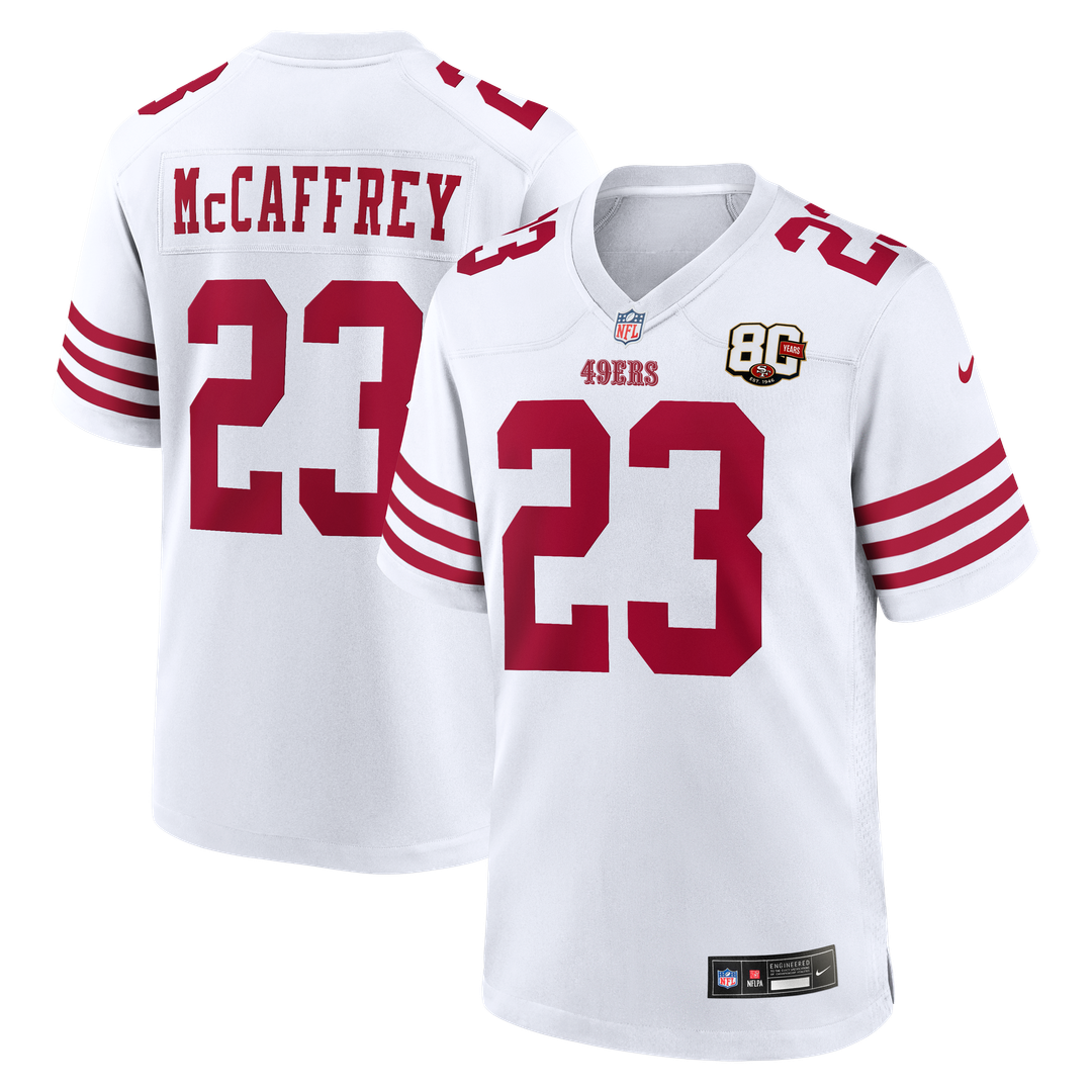 San Francisco 49ers Christian McCaffrey Nike 80th Anniversary Game Jersey - White
