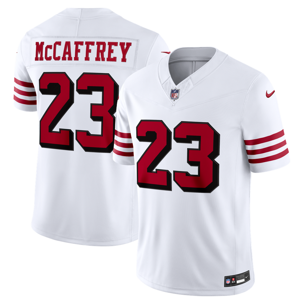 San Francisco 49ers Christian McCaffrey Nike Alternate Vapor F.U.S.E. Stitched Limited Jersey - White