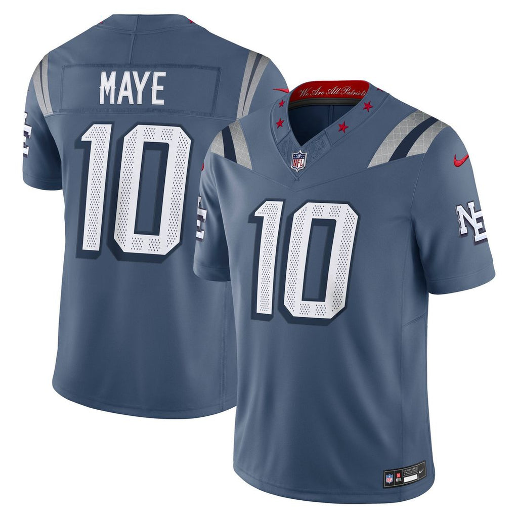 New England Patriots Drake Maye Nike Rivalries Collection Stitched Limited Jersey - Blue