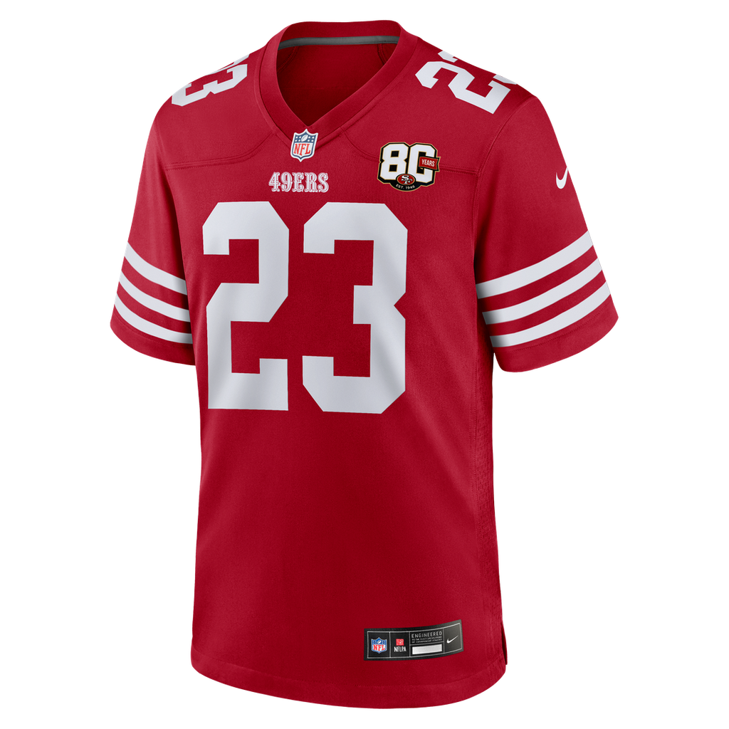 San Francisco 49ers Christian McCaffrey Nike 80th Anniversary Game Jersey - White