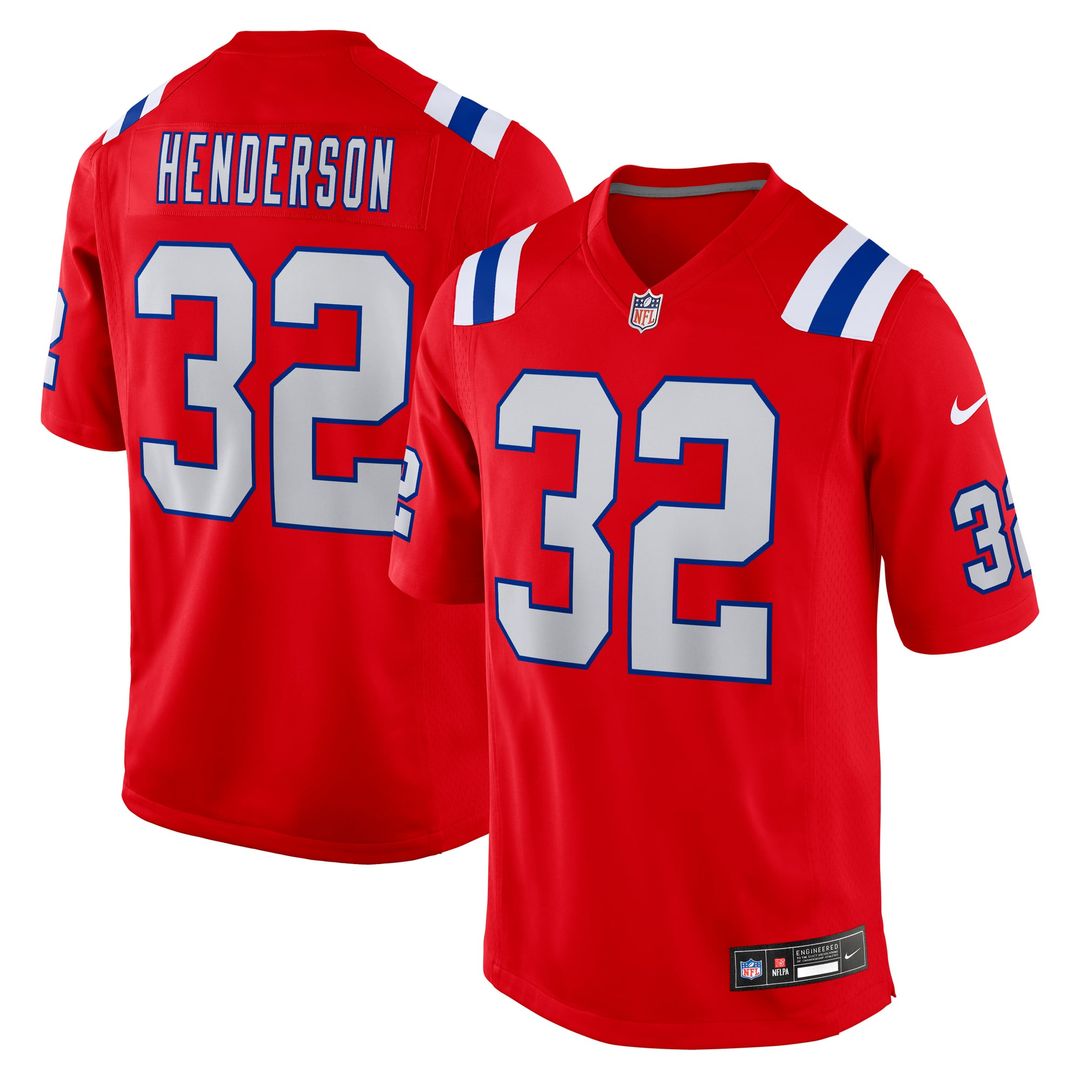 New England Patriots TreVeyon Henderson Nike Alternate Game Player Jersey - Red