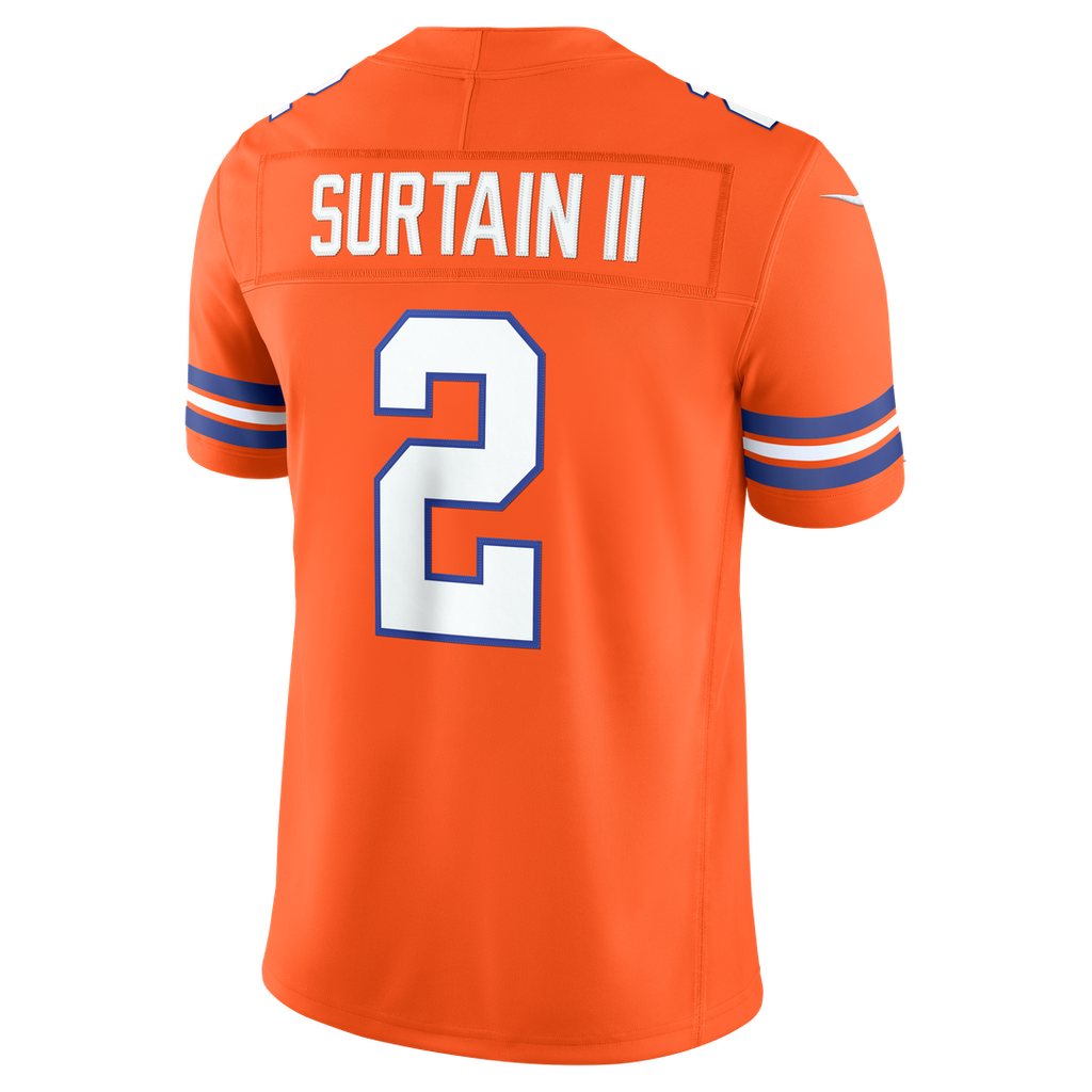 Denver Broncos Pat Surtain II Nike Alternate Mile High Collection 1977 Throwback Vapor F.U.S.E. Stitched Limited Jersey - Orange