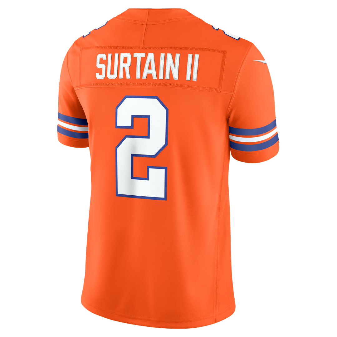 Denver Broncos Pat Surtain II Nike Alternate Mile High Collection 1977 Throwback Vapor F.U.S.E. Stitched Limited Jersey - Orange