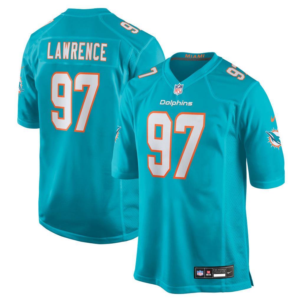 Miami Dolphins Rashard Lawrence Nike Team Game Jersey - Aqua