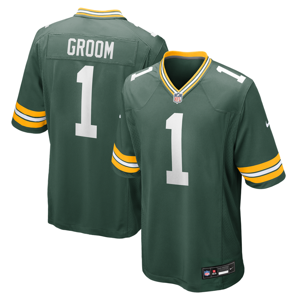 Green Bay Packers Number 1 Groom Nike Game Jersey - Green