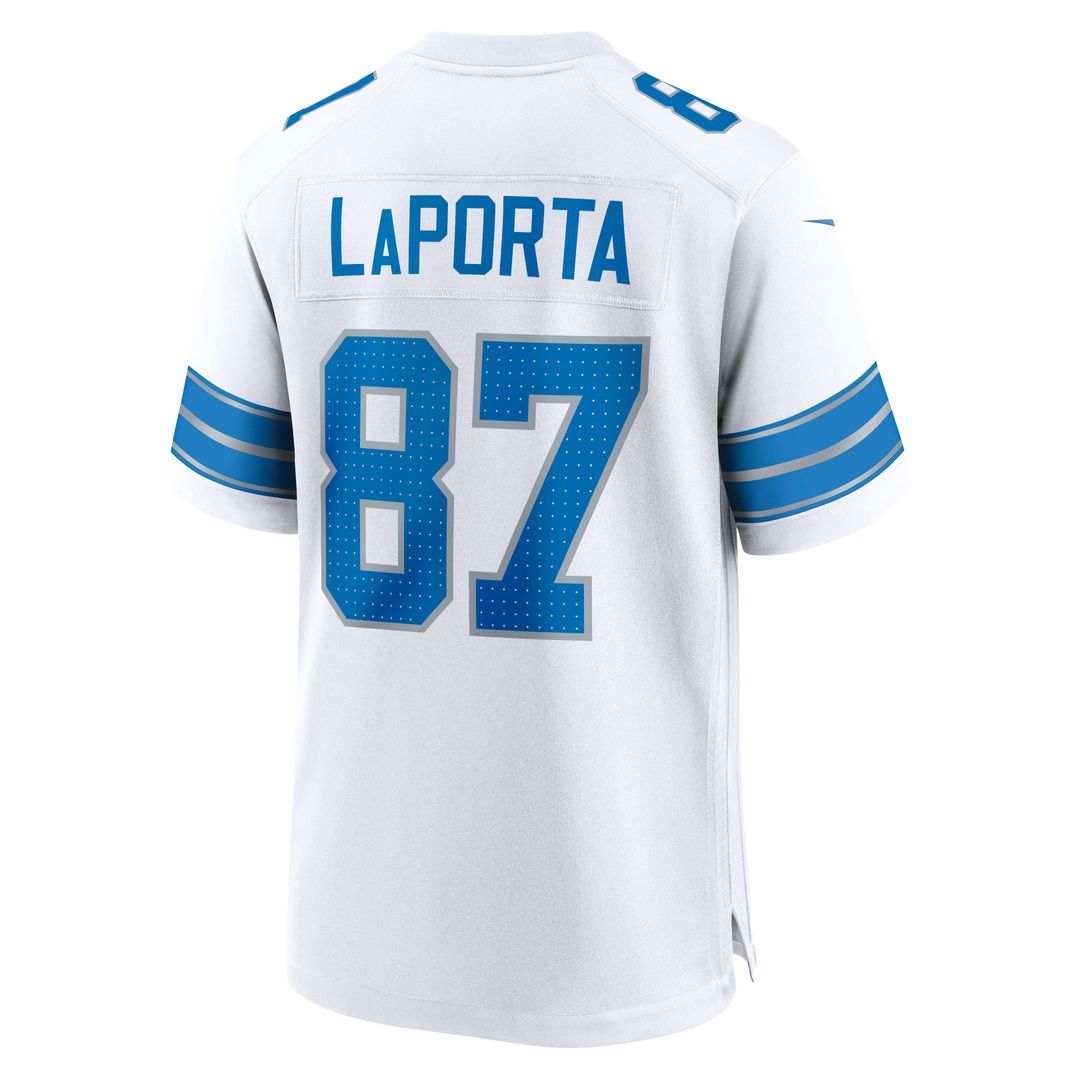 Detroit Lions Sam LaPorta Nike White Game Jersey - White