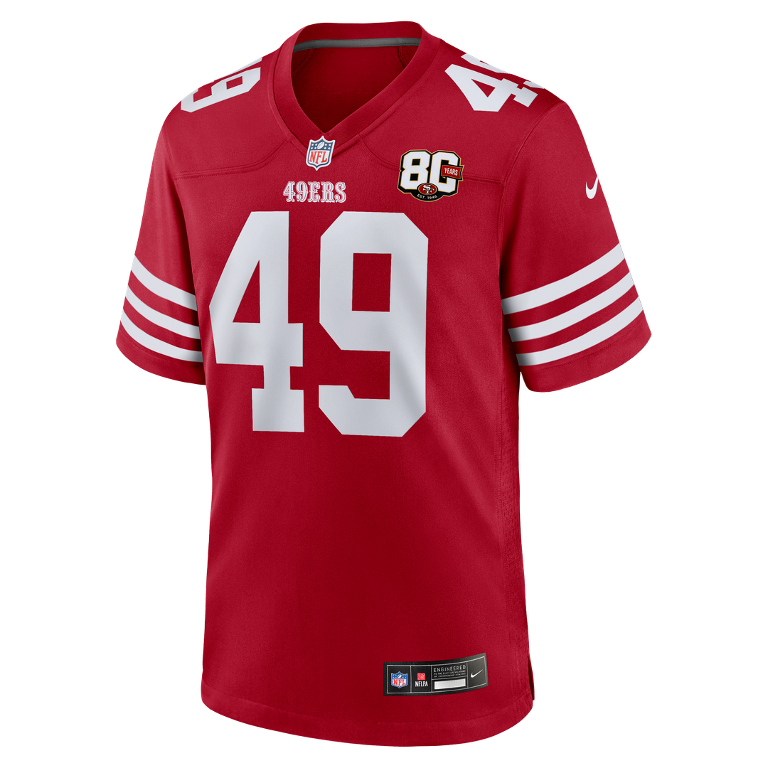 San Francisco 49ers The Faithful Nike 80th Anniversary Game Jersey - Scarlet