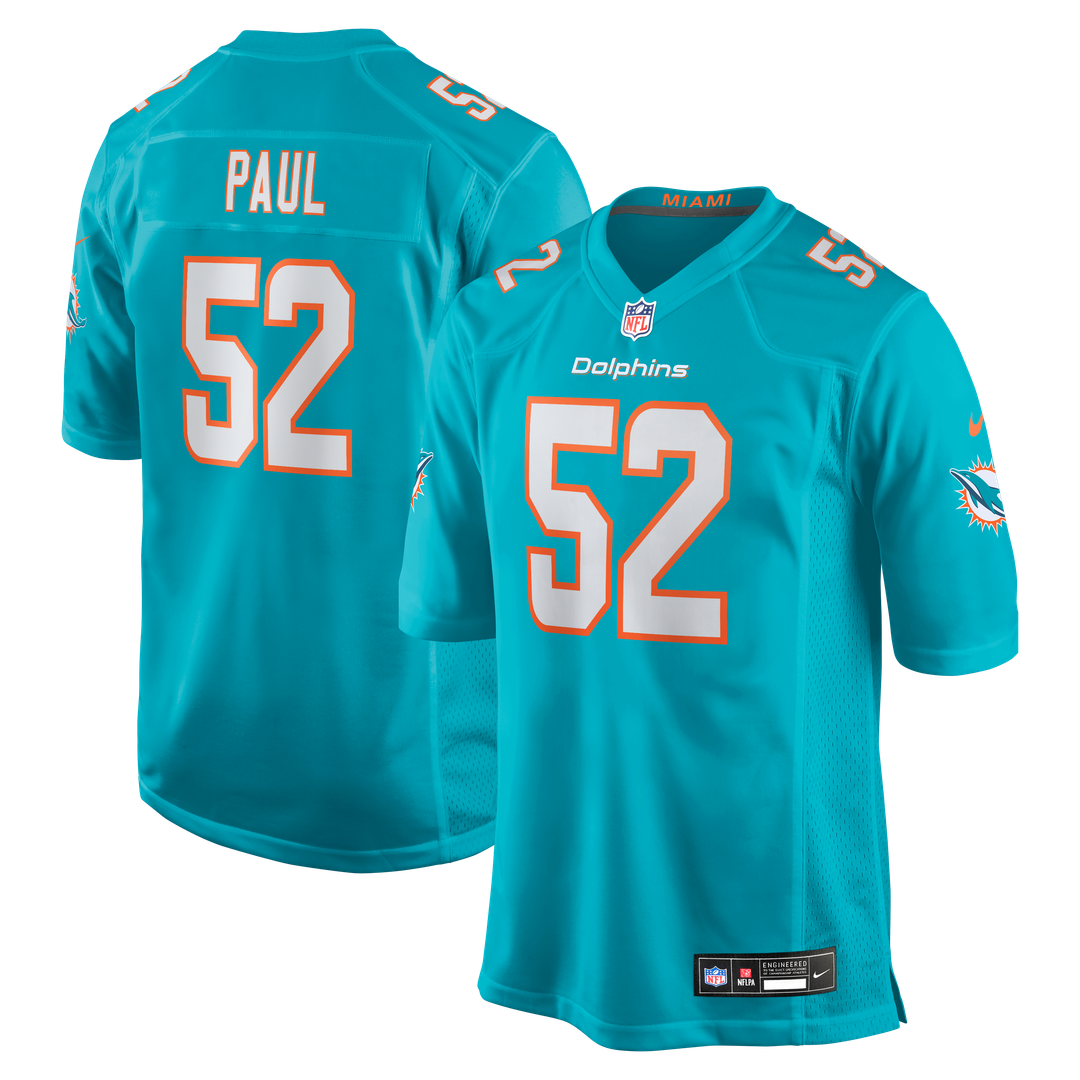 Miami Dolphins Patrick Paul Nike Game Jersey - Aqua