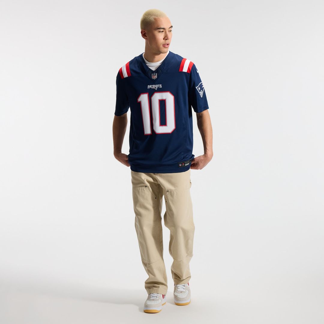 New England Patriots Drake Maye Nike Team Vapor F.U.S.E. Stitched Limited Jersey - Navy