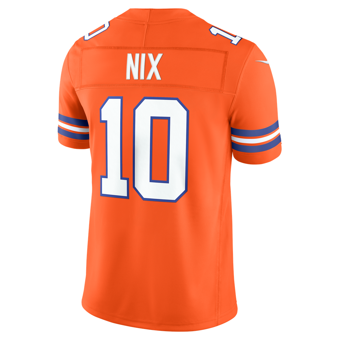 Denver Broncos Bo Nix Nike Alternate Mile High Collection 1977 Throwback Vapor F.U.S.E. Stitched Limited Jersey - Orange