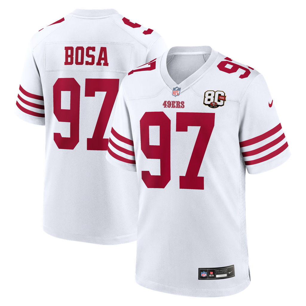 San Francisco 49ers Nick Bosa Nike 80th Anniversary Game Jersey - White