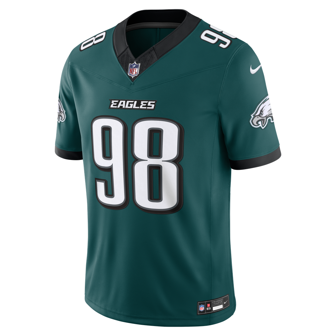Philadelphia Eagles Jalen Carter Nike Team Vapor F.U.S.E. Stitched Limited Jersey - Midnight Green