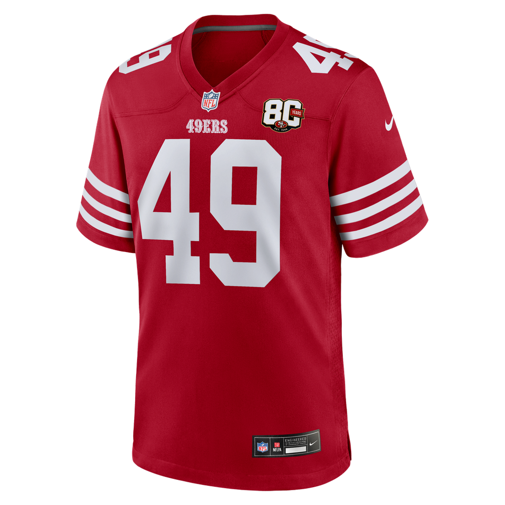 San Francisco 49ers The Faithful Nike 80th Anniversary Game Jersey - Scarlet