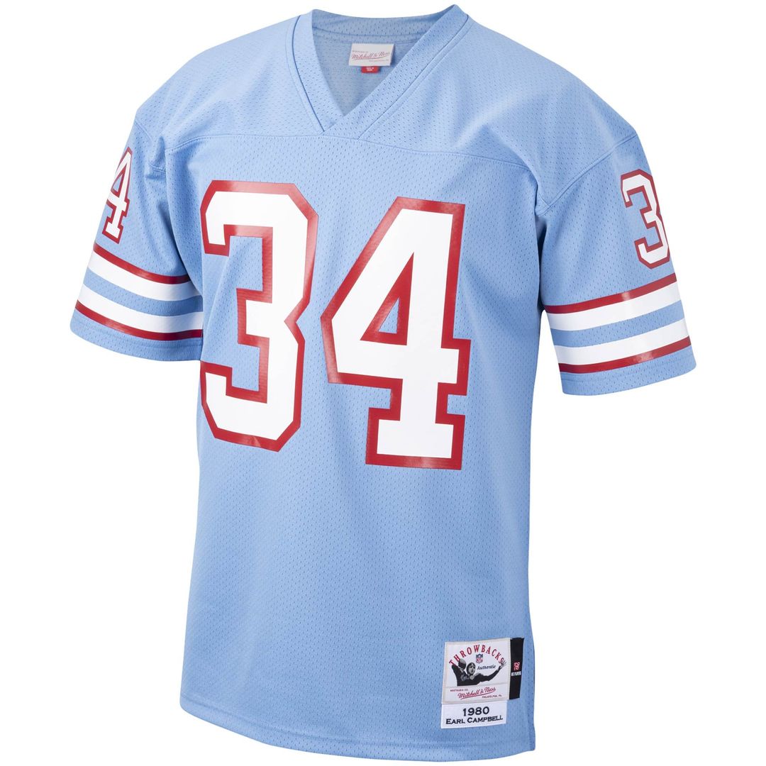 Houston Oilers 1980 Earl Campbell Mitchell & Ness Authentic Throwback Retired Player Jersey - Light Blue