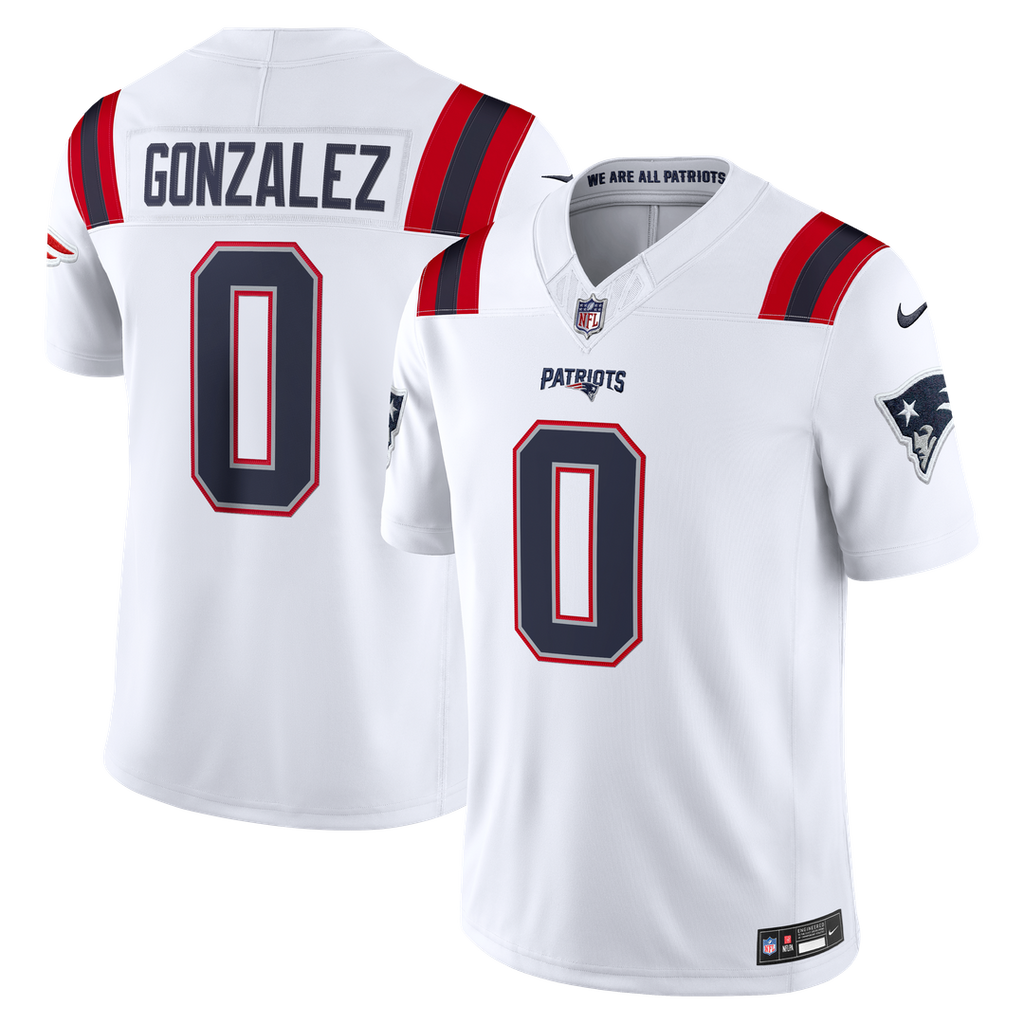 New England Patriots Christian Gonzalez Nike Vapor F.U.S.E. Stitched Limited Jersey - White
