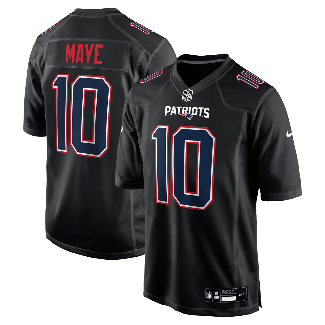 New England Patriots Drake Maye Nike Game Jersey - Carbon Black